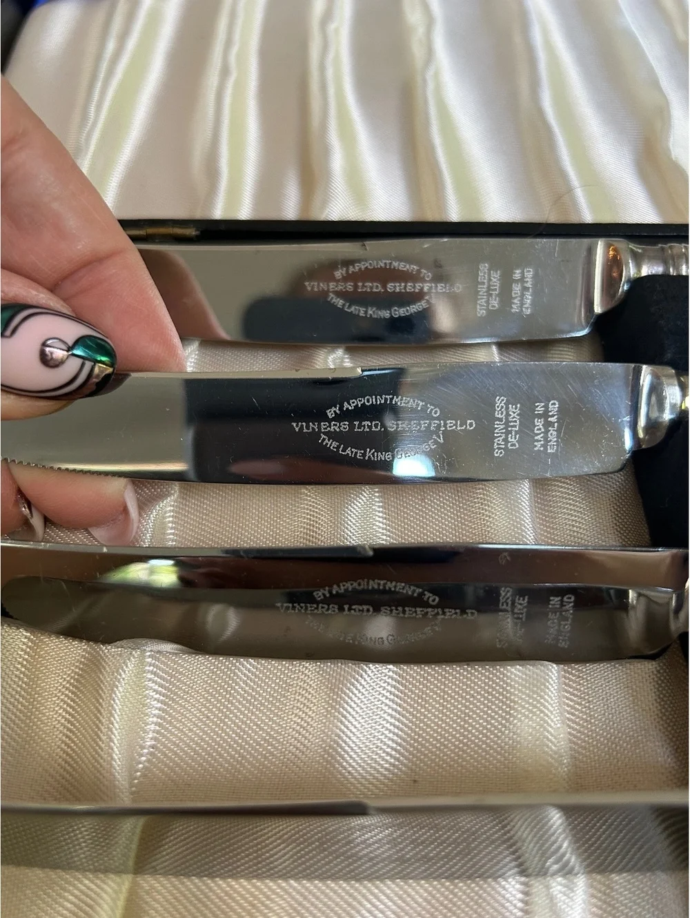 Vintage Viners of Sheffield England Stainless Steel Knives Set with Case